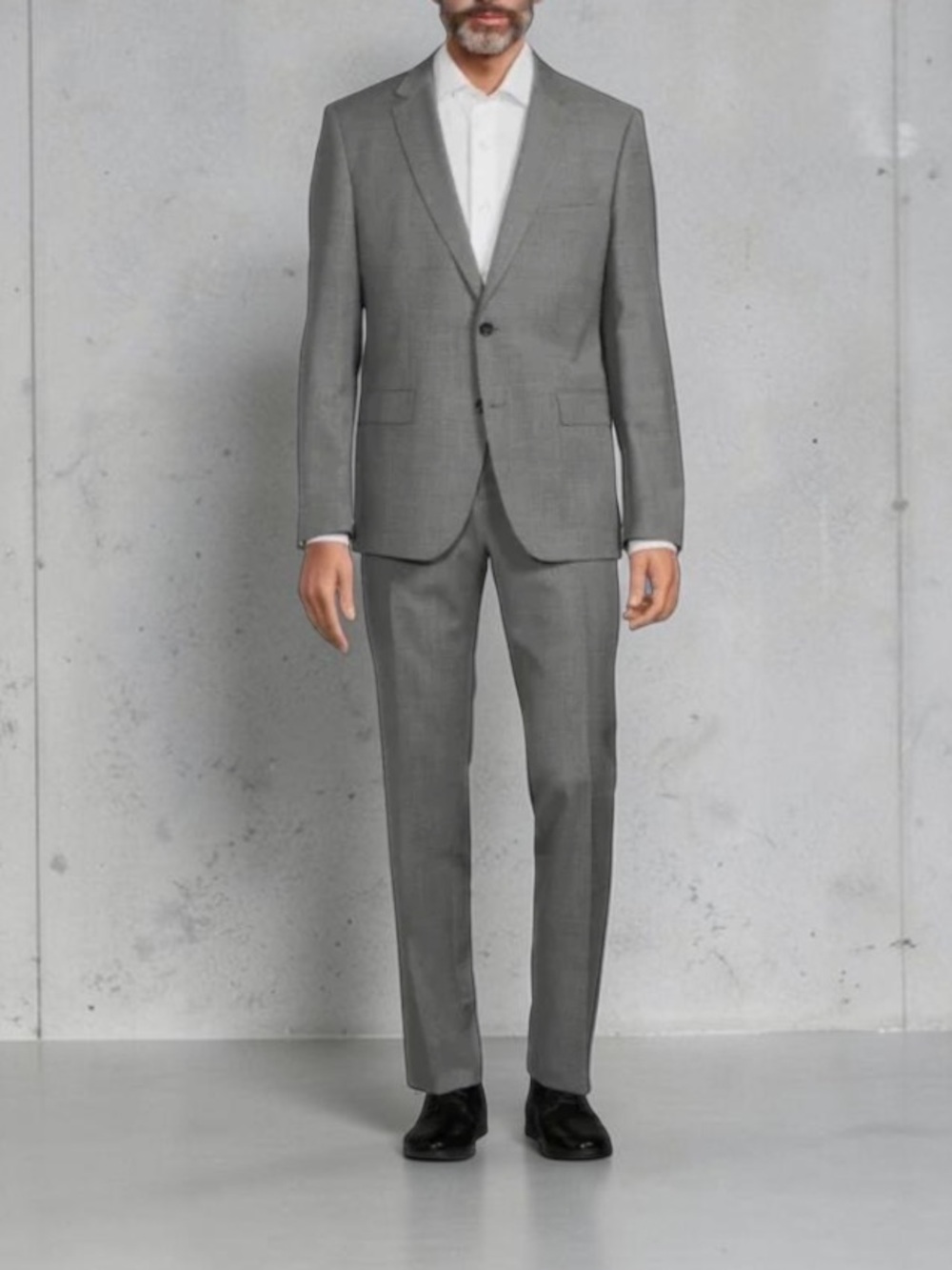 BOSS HUGO BOSS GREY Super 100 Wool Suit Size 44 LONG